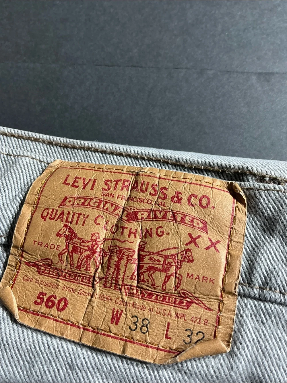 Levi's Men's Relaxed Fit Gray Denim Jeans with Leather Patch